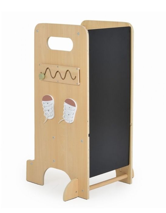 Дървена обучителна кула 4 в 1 Big Ben -дъска за рисуване, пързалка