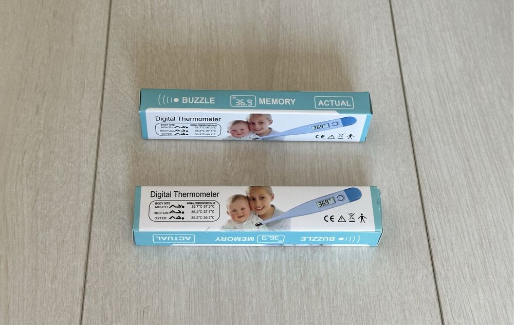 Set 2 termometre digitale cu vârf rigid, Noi, Baterii Incluse