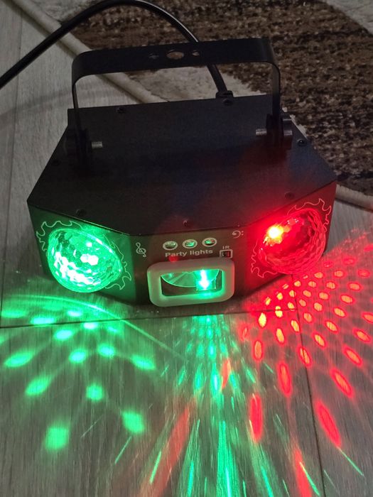 Lumină Disco Vicalo Dual Balls–Nouă,RGB,Stroboscop,Activare pe Muzică