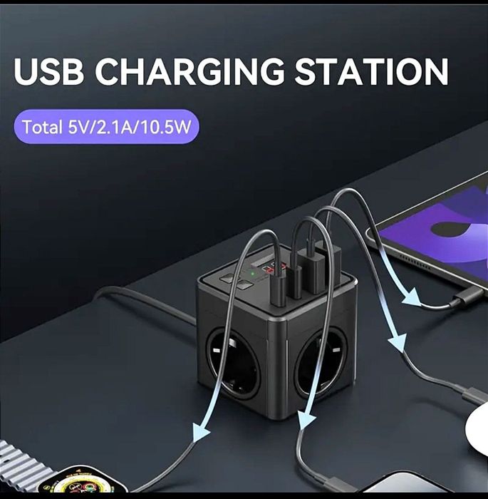 Удлинитель с usb и type-C портами