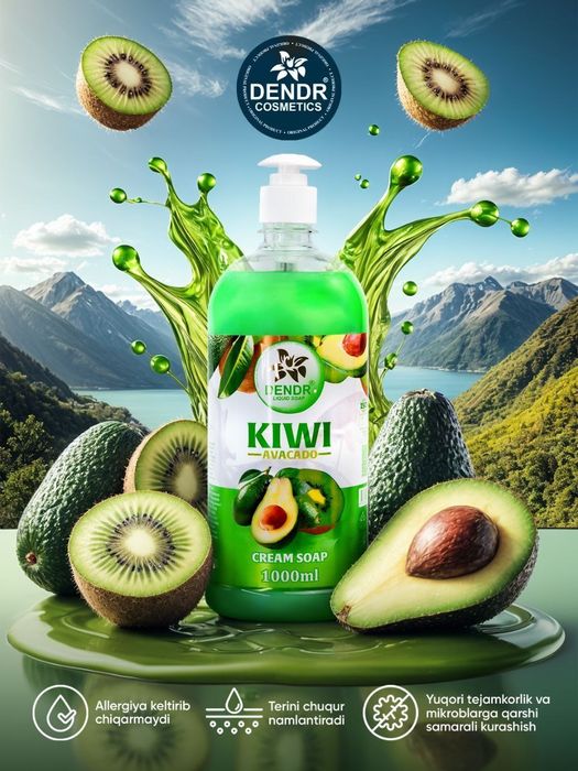 Жидкое мыло 1л . Кунлик ишлаб хажми 10 тоннадан . Антисептик