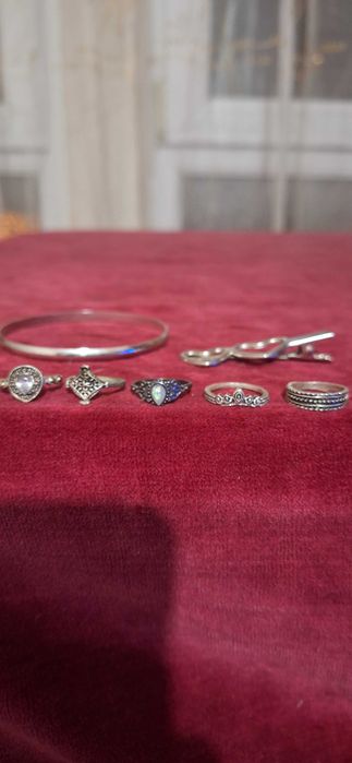 5 inele argint 100lei bonus o agrafa si brățară