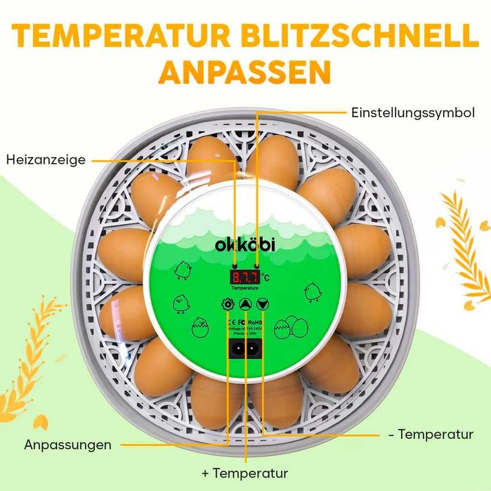 НОВ Инкубатор за яйца Okkobi M12
