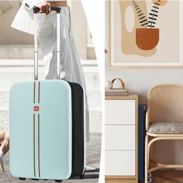 TROLER pliabil mare carcasa dura 2 roti 1 lacat maner telescopic VERDE