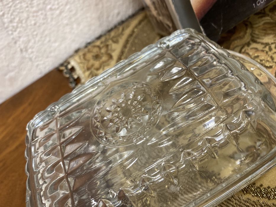 Немски кристални съдове захарница купа за масло и кана за мляко