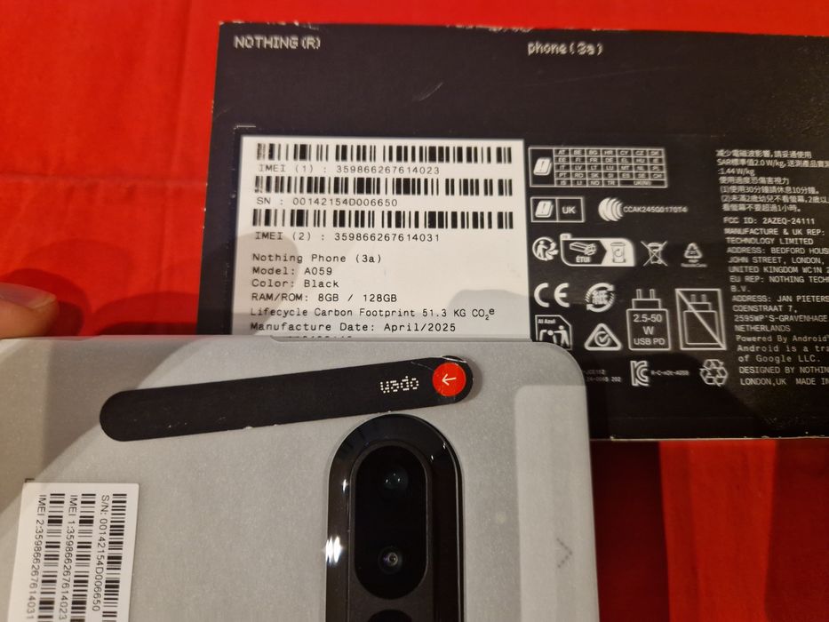 -Nothing Phone 3A-5G, Nou, Nefolosit, 128Gb, 8Ram, 0 cicluri incarcare