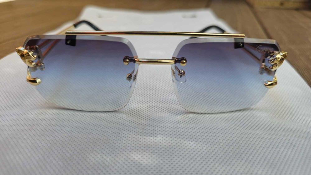 Ochelari de soare Cartier Rimless 8809 lentila albastra degrade