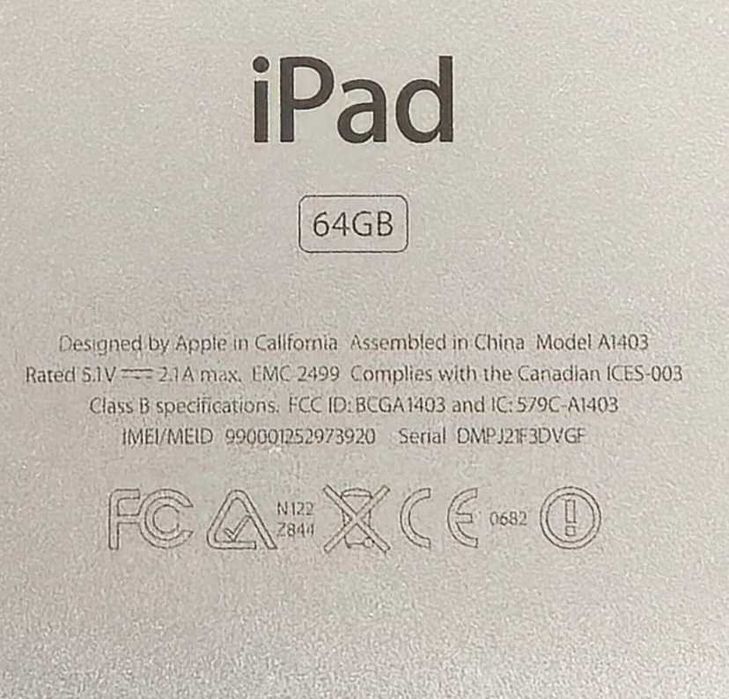 iPad Generatia a 3-a model A1403 64GB