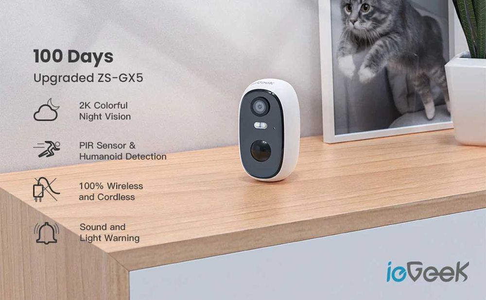 Безжична камера с акум. батерия ZS-GQ1 , ieGeek 2K 3MP