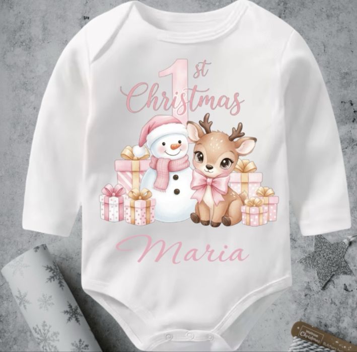 Body bebeluși „Primul Crăciun” personalizat cu nume
