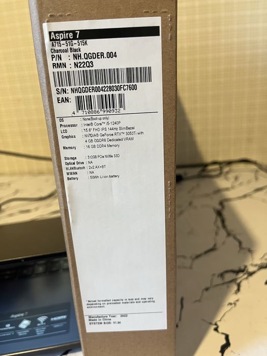 Игровой ноутбук acer 7