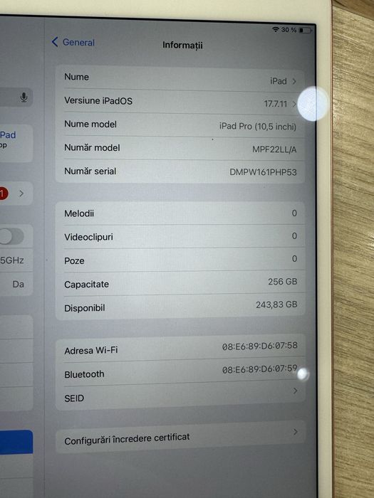 tableta Apple iPad Pro 10,5inch 256gb, baterie 89%