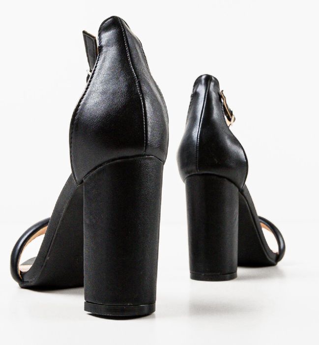 Sandale negre toc gros 9 cm