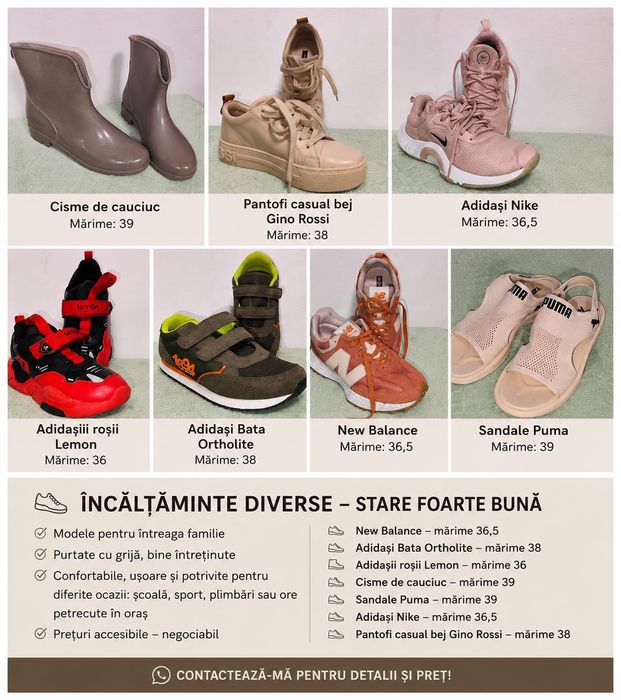Incaltaminte ,diverse mărimi și modele