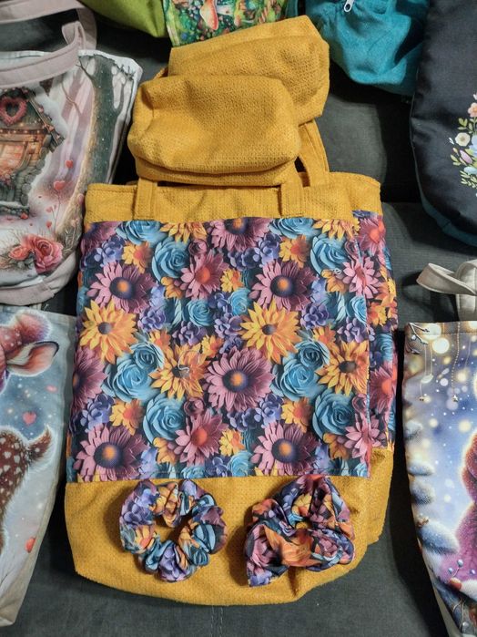 Чанта за пазар с несесер и скрънчи