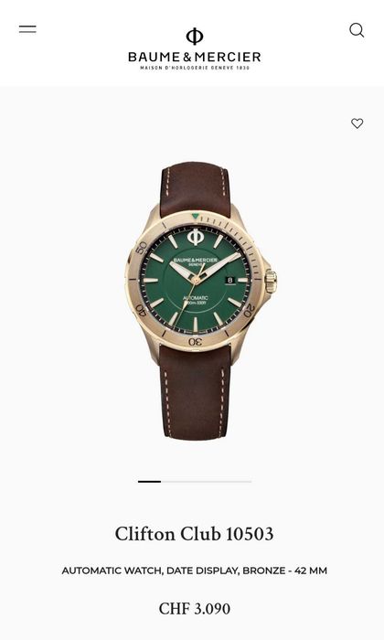 Baume&Mercier Clifton бронз автоматик 42мм