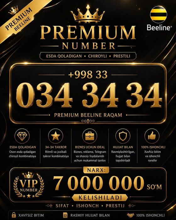Premium Beeline Raqam Sotiladi