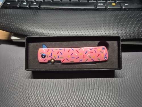 Briceag cutit pliabil premium Roz Donut Sparkles, maner aluminiu