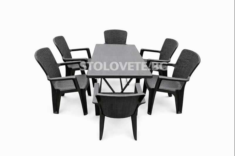 Градински комплект „Лиза“ със сгъваема маса + 6 стола