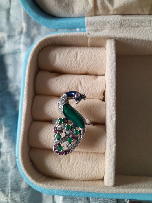 Серебряный кольцо павлина