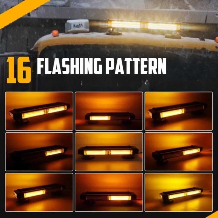 Rampa girofar auto 37 cm,12-24V,LED,cu magnet,culoare portocalie