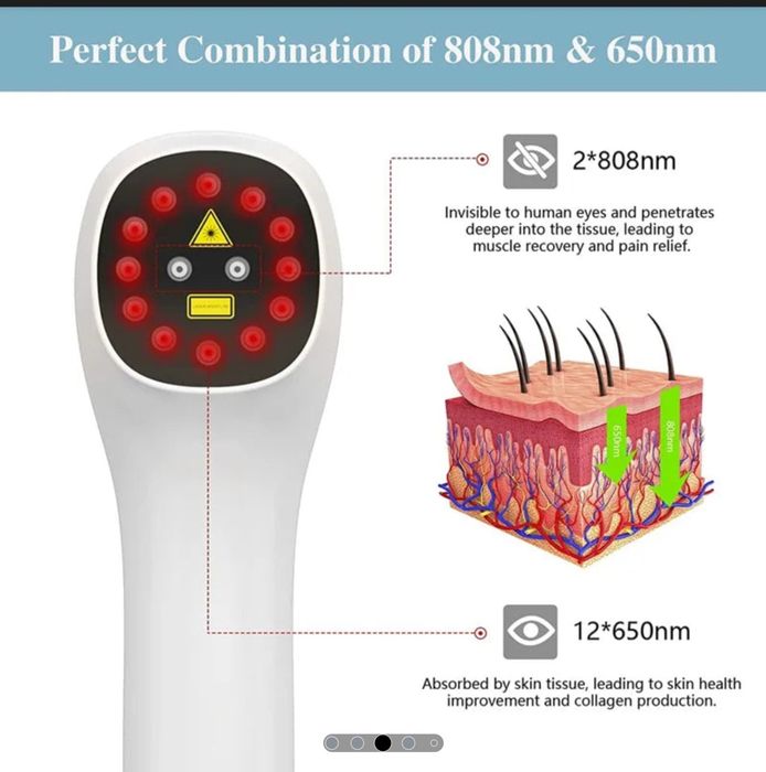 Лазерен физиотерапевтичен инструмент, 110 V, 15 min, 850 nm, LLLT, EU щепсел, LED дисплей, бял