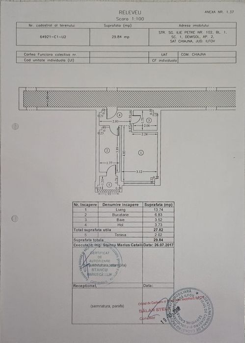 Garsoniera 29.84 mp, AC, centrala proprie, mobilata, Ilie petre 102 Chiajna