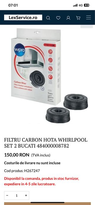 Filtru de carbune activ - noi !! - reductie hota - noi !!