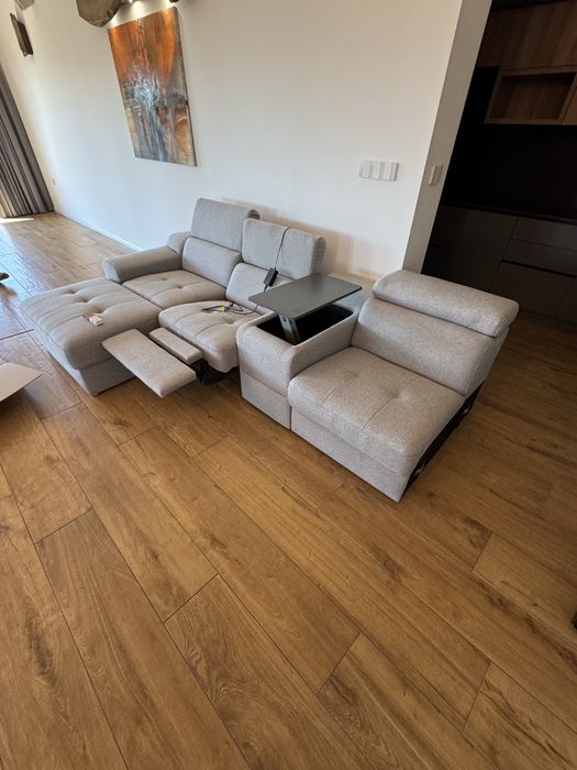 ЧИСТО НОВ ЪГЛОВ ДИВАН С МНОГО ФУНКЦИИ ЕЛ. Канапе , подвинжа маса  и др