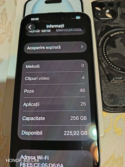 Vând sau schimb iphone 15 256 de gb 83% sanatate baterie preț 1899