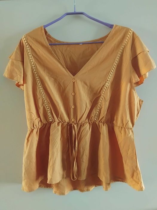НОВА Блуза в цвят старо злато - голям размер XXL  -XXXL