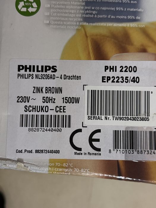 Espressor Phillips Latte Go EP2234/40, full box