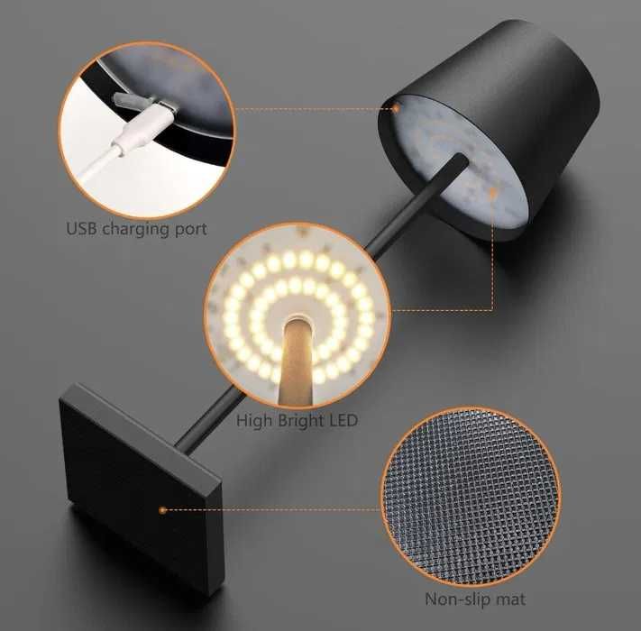 Намалена! LED лед безжична настолна лампа акумулаторна сензор на допир