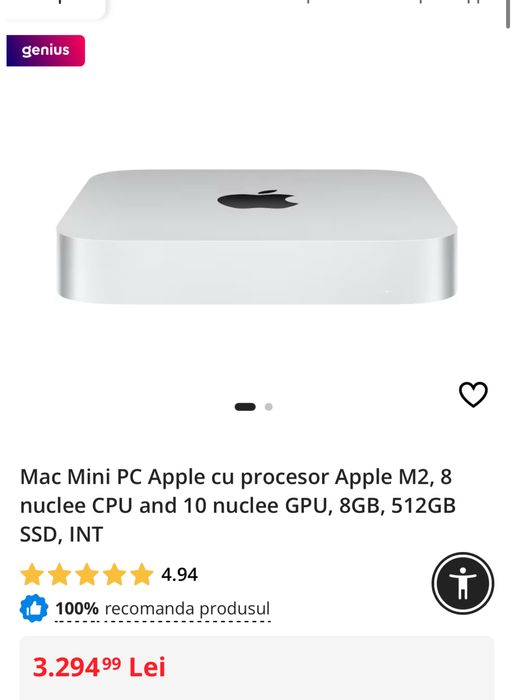 Mac Mini PC Apple cu procesor Apple M2, 512gb, sigilat, transport ZERO