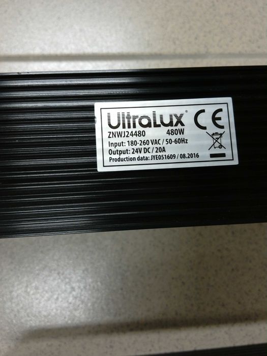 LED захранване 24V/480W ULTRALUX ZNWJ24480 480W, 220V/24VDC, 20A