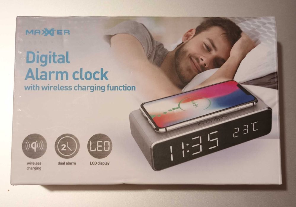 Цифров будилник Maxxter с функция за индукционно зареждане
