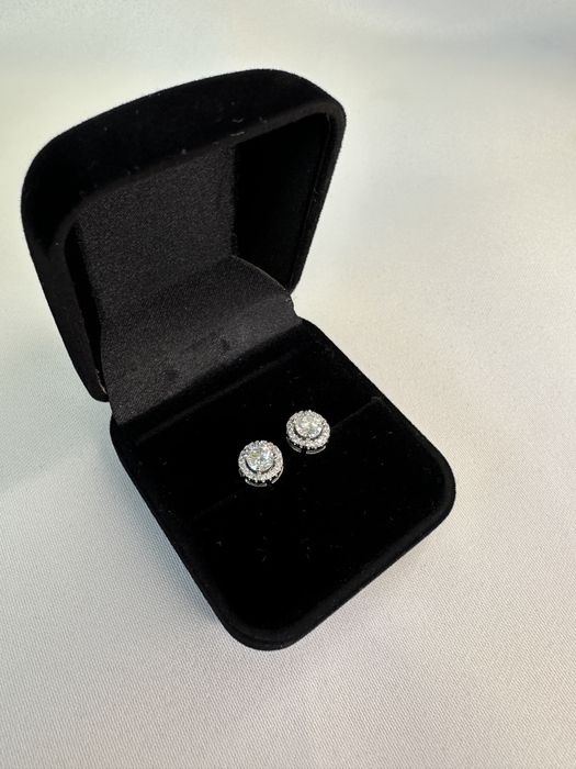 Cercei argint cu Moissanite de 0.5 carate