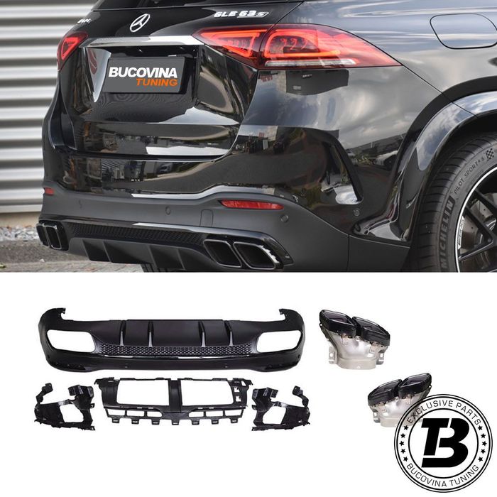 Difuzor Bara Spate cu Ornamente compatibil cu Mercedes GLE SUV W167 GLE63 Design