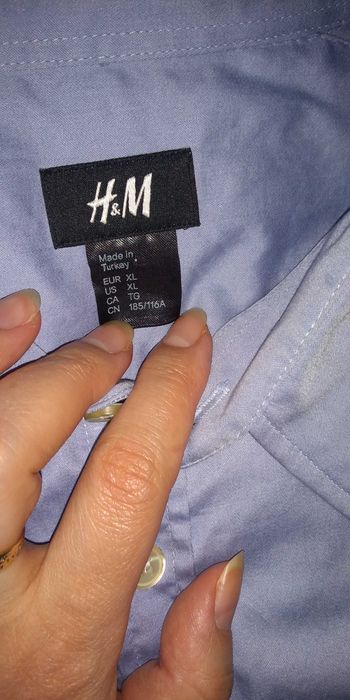Camasa barbateasca H&M blue cu maneca scurta , buzunar, L-XL