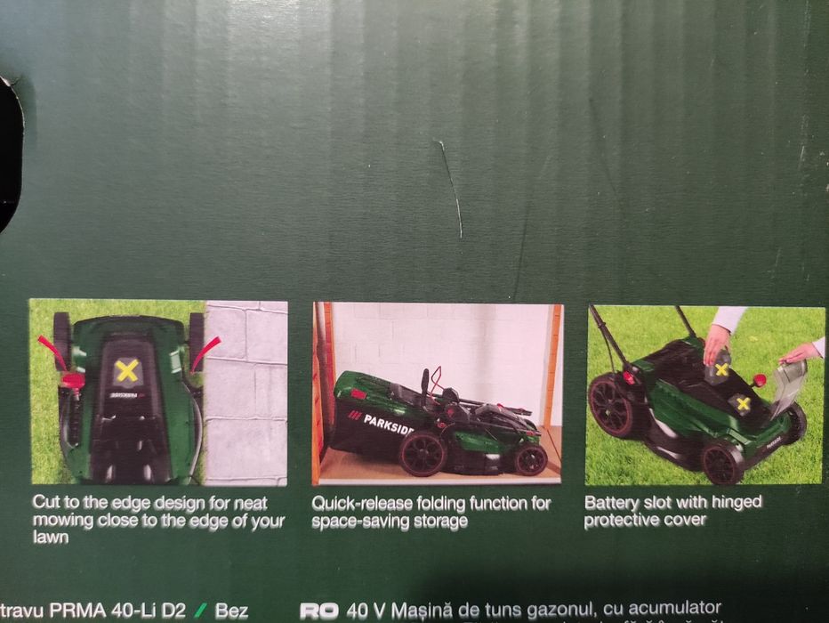 Masina de tuns gazonul 40 V Parkside pe baterie de 20 V