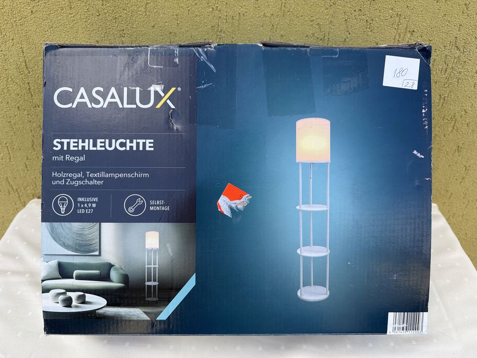Etajeră cu bec Casalux, negru/ alba, noua