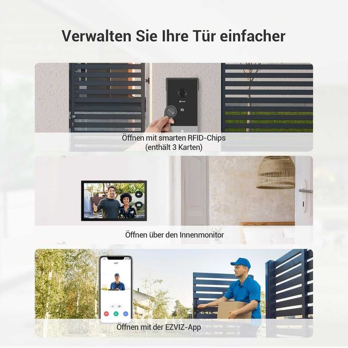 Смарт Видеодомофон EZVIZ CP7 - 2K Камера, 7 инча екран & Отключване