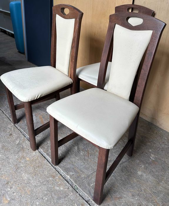 Set 3 Scaune cu cadru din lemn si sezut tapitat; Scaun dining; Scaun bucatarie