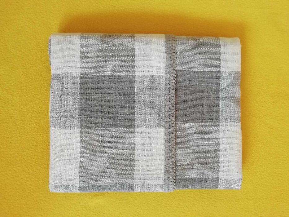 Нова светлосива ленена покривка за маса + 4 салфетки