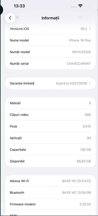 Iphone 16 plus Black 128Gb ca nou