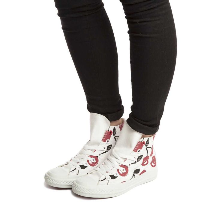 %ПРОМО% CONVERSE № 36/37 – Дамски кецове "CHERRY PRINT HI TOPS" нови