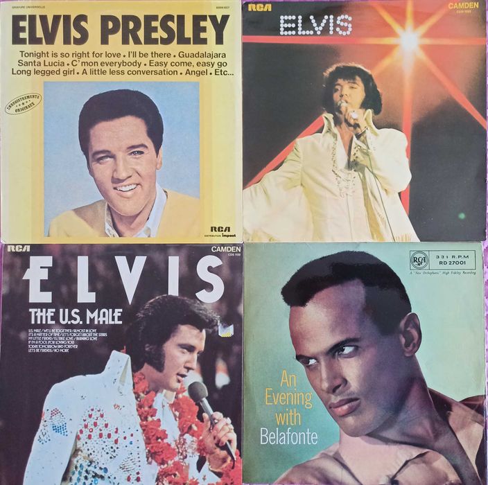 Vinil Elvis, Belafonte, Django Reinhardt, Sinatra, Dorsey, Armstrong