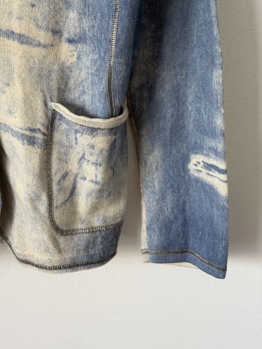 Blazer cardigan damă cașmir si Lana mărimea 42 albastru alb moale