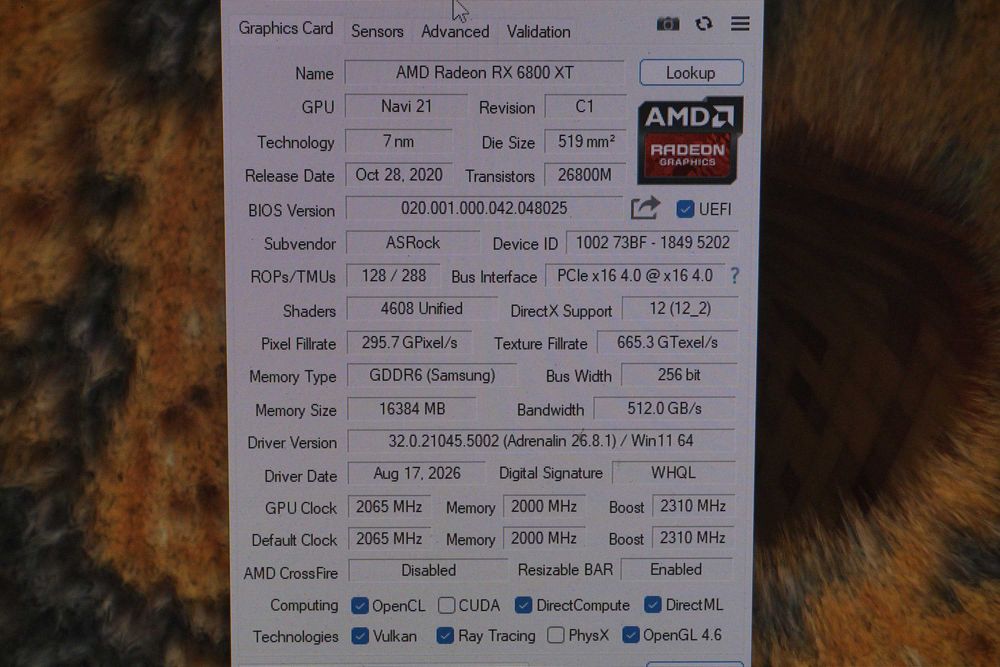 RX 6800 XT 16GB Asrock Phantom Gaming GPU AMD Radeon видеокарта/ вкл. ДДС