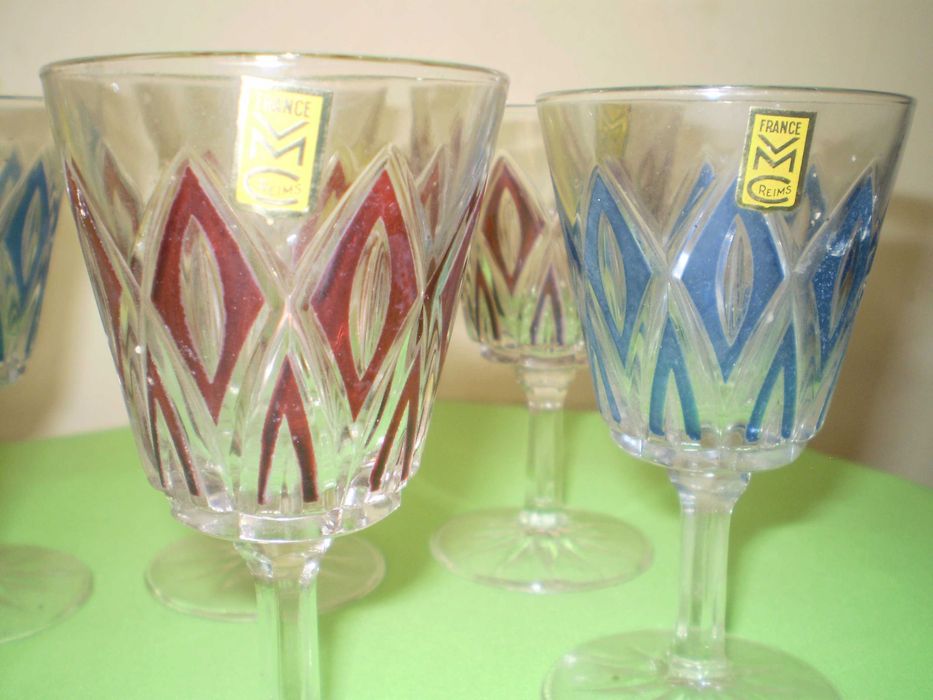 6 цветни чаши за ликьор VMC Франция Reims Harlequin